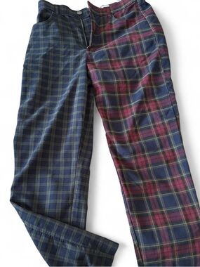 Hollister Two-Tone Plaid Chinos - Navy, Green & Burgundy